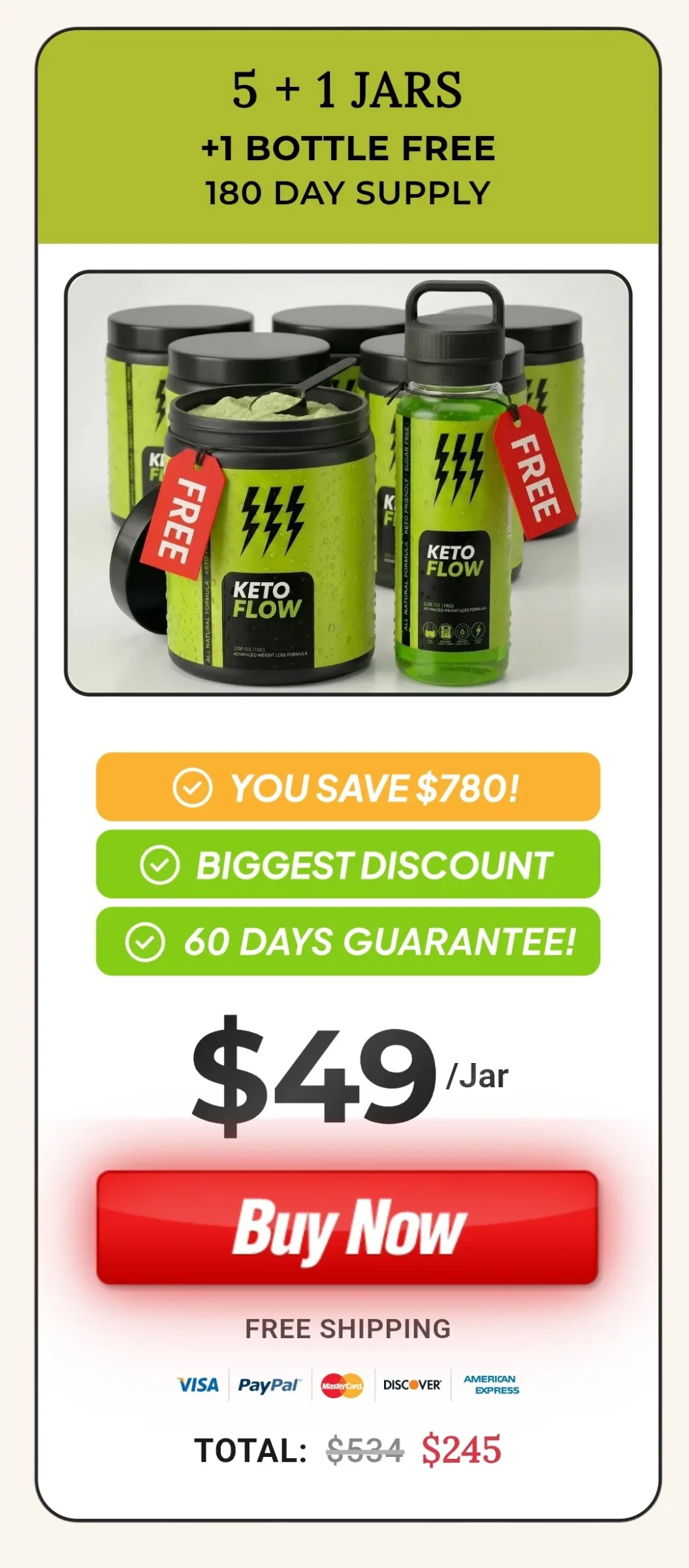 KetoFlow™ 6 jars pricing